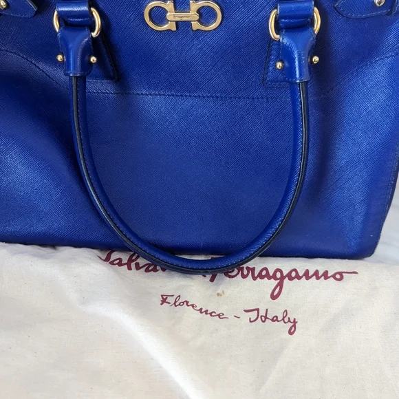 Authentic Salvatore Ferragamo top handle bag in cobalt baltik blue - Picture 14 of 14